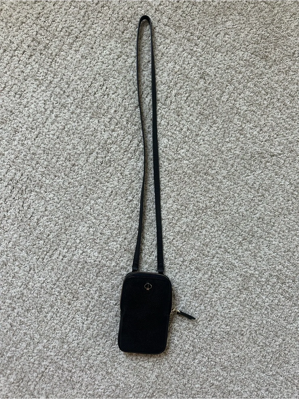 kate spade Black Pebbled Leather Crossbody Phone Pouch